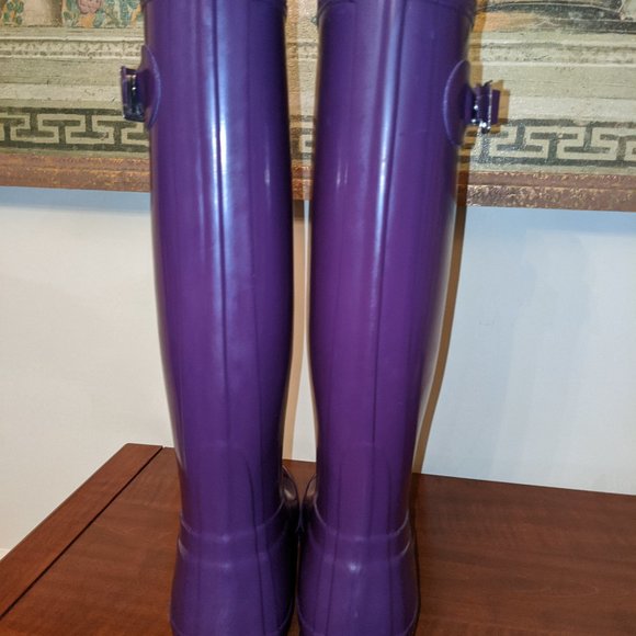 Hunter Original Tall Gloss Purple Rain Boots - Picture 3 of 6
